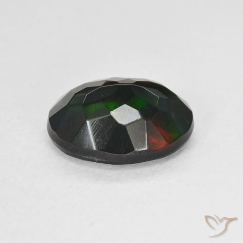 Opale noire Multicolore naturelle ovale, 1.69 ct, Translucide