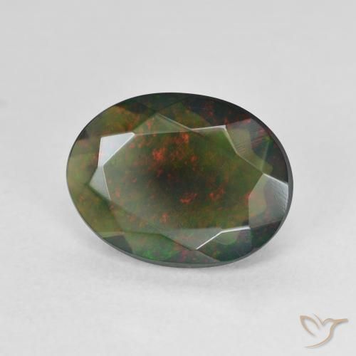 Opale noire Multicolore naturelle ovale, 2.07 ct, Translucide