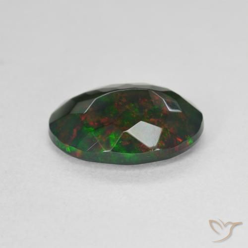 Opale noire Multicolore naturelle ovale, 2.07 ct, Translucide