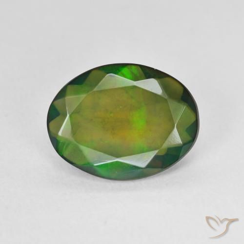 1.90ct Naturel Multicolore Opale noire, ovale, Translucide