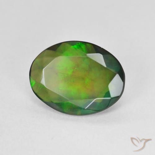 Opale noire Multicolore naturelle ovale, 1.90 ct, Translucide