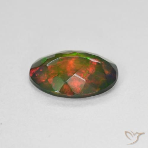 Opale noire Multicolore naturelle ovale, 1.90 ct, Translucide
