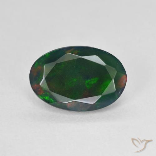 1.66ct Naturel Multicolore Opale noire, ovale, Translucide