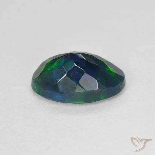 Opale noire Multicolore naturelle ovale, 1.66 ct, Translucide