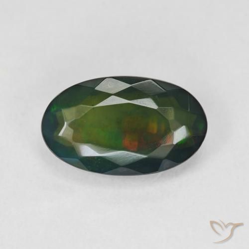2.10ct Naturel Multicolore Opale noire, ovale, Translucide