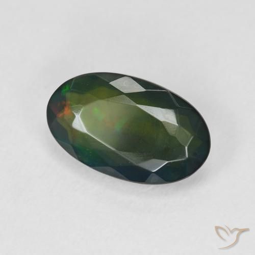 Opale noire Multicolore naturelle ovale, 2.10 ct, Translucide