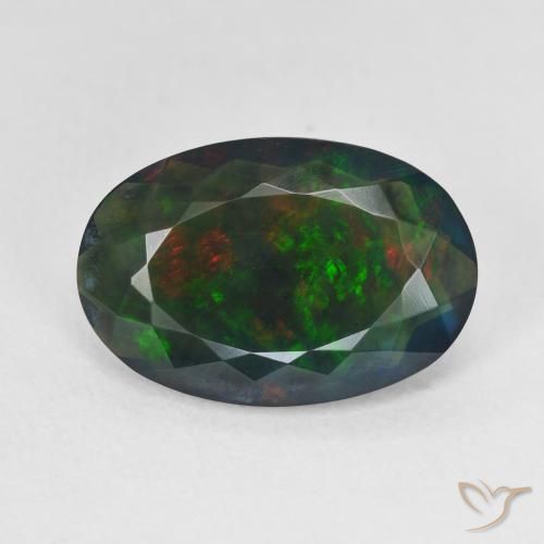 3.76ct Naturel Multicolore Opale noire, ovale, Translucide