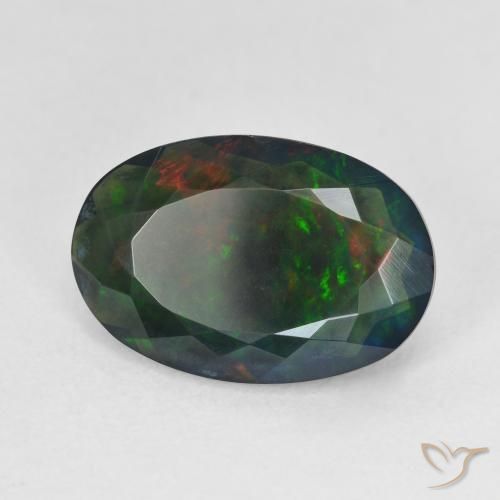 Opale noire Multicolore naturelle ovale, 3.76 ct, Translucide