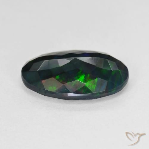 Opale noire Multicolore naturelle ovale, 3.76 ct, Translucide