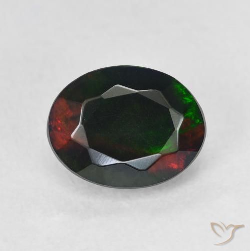 1.12ct Naturel Multicolore Opale noire, ovale, Translucide