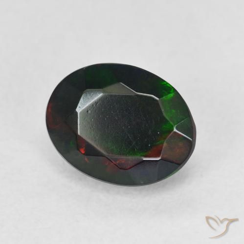 Opale noire Multicolore naturelle ovale, 1.12 ct, Translucide