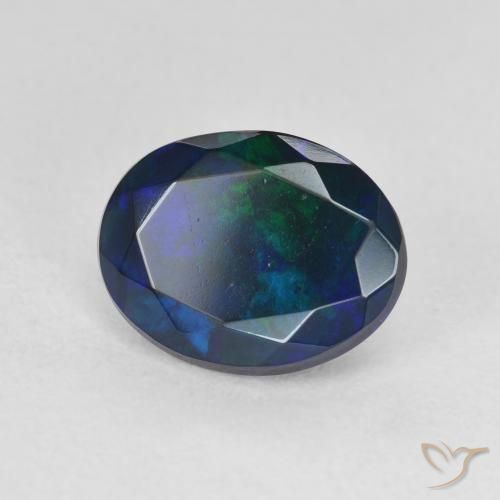 Opale noire Multicolore naturelle ovale, 1.66 ct, Translucide