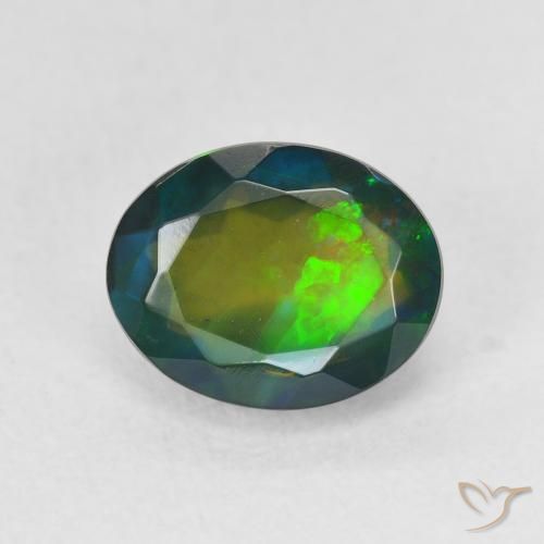 1.60ct Naturel Multicolore Opale noire, ovale, Translucide