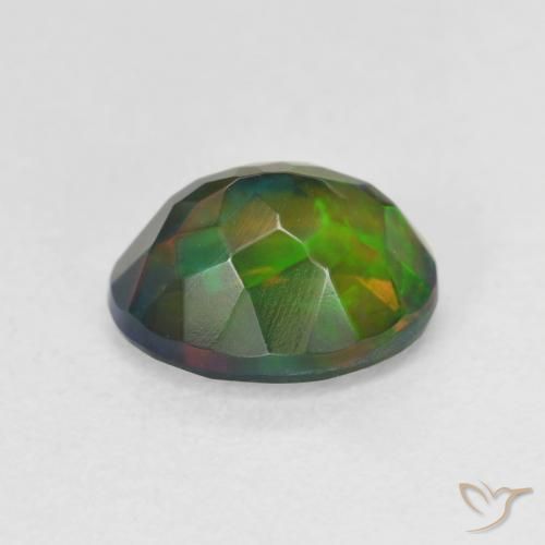 Opale noire Multicolore naturelle ovale, 1.60 ct, Translucide