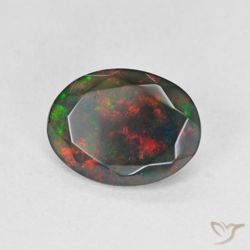 Opale noire Multicolore naturelle ovale, 1.16 ct, Translucide