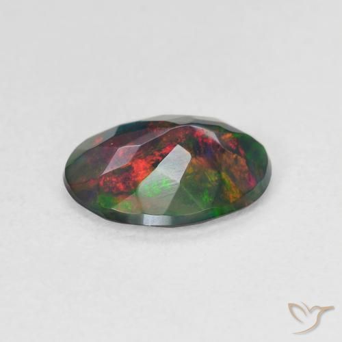 Opale noire Multicolore naturelle ovale, 1.16 ct, Translucide