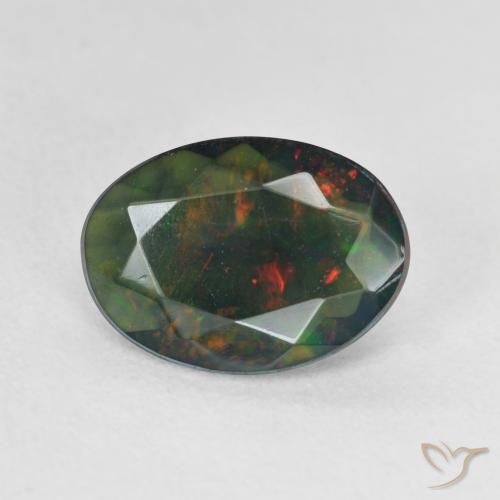 1.74ct Naturel Multicolore Opale noire, ovale, Translucide