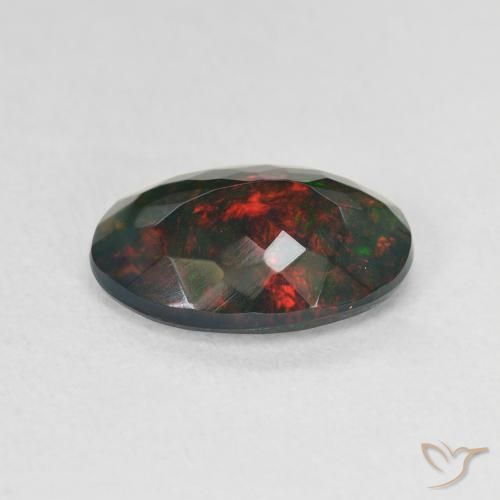 Opale noire Multicolore naturelle ovale, 1.74 ct, Translucide