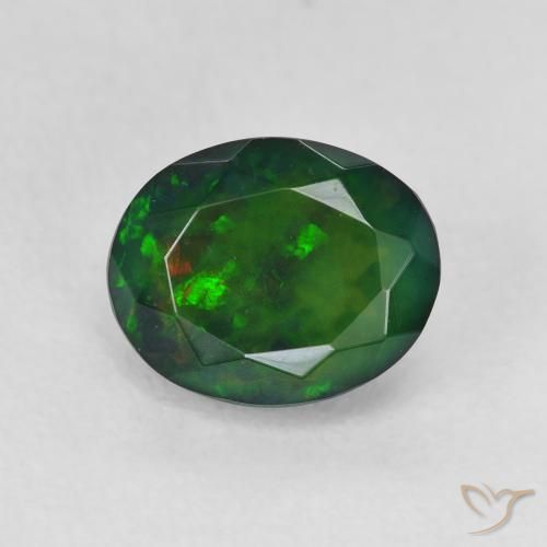 Opale noire Multicolore naturelle ovale, 1.38 ct, Translucide
