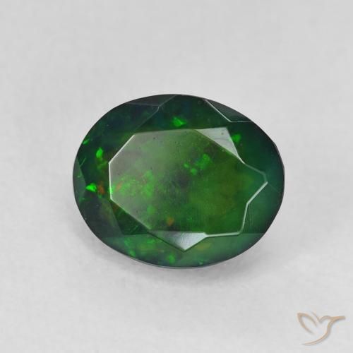 Opale noire Multicolore naturelle ovale, 1.38 ct, Translucide