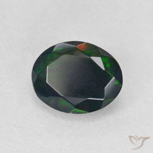 Opale noire Multicolore naturelle ovale, 0.92 ct, Translucide
