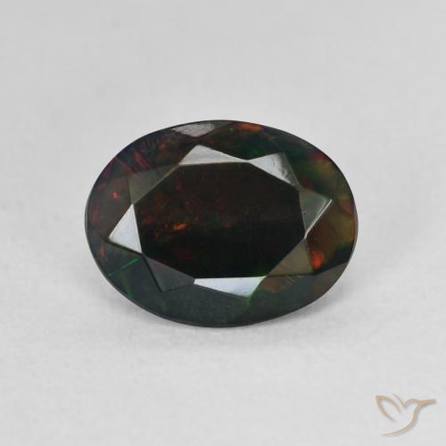 1.19ct Naturel Multicolore Opale noire, ovale, Translucide