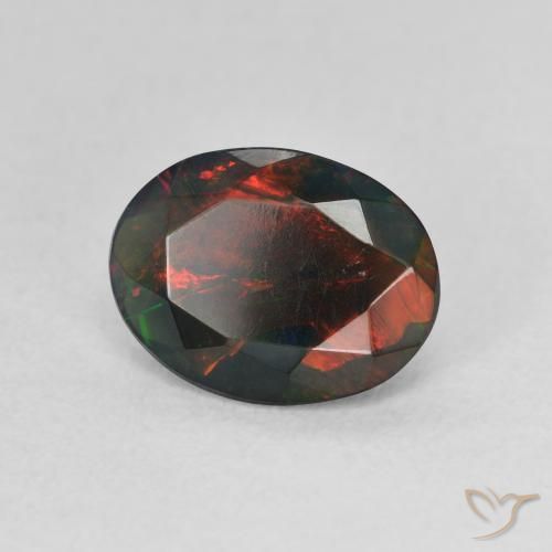 Opale noire Multicolore naturelle ovale, 1.19 ct, Translucide