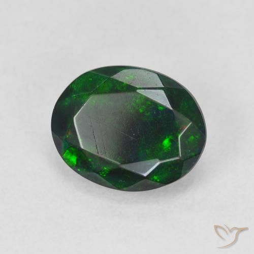 Opale noire Multicolore naturelle ovale, 1.55 ct, Translucide