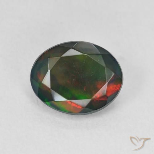 1.17ct Naturel Multicolore Opale noire, ovale, Translucide
