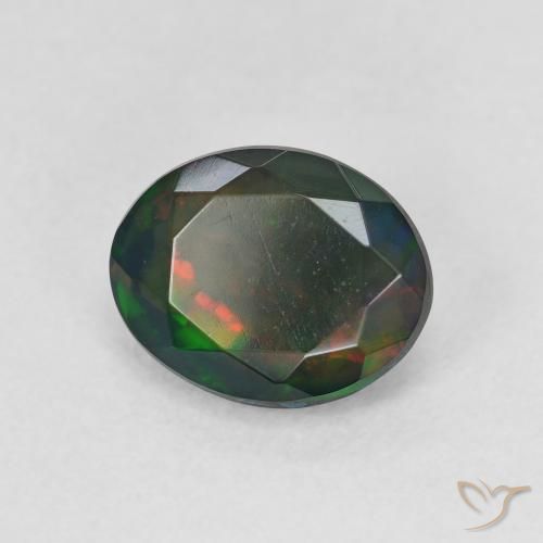 Opale noire Multicolore naturelle ovale, 1.17 ct, Translucide