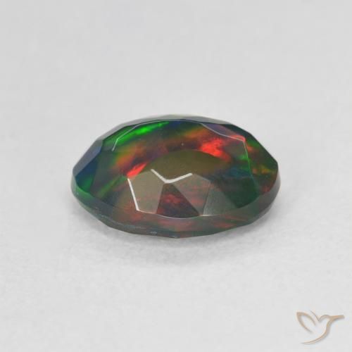Opale noire Multicolore naturelle ovale, 1.17 ct, Translucide