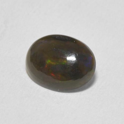 Opale noire Multicolore naturelle ovale, 0.84 ct, Opaque