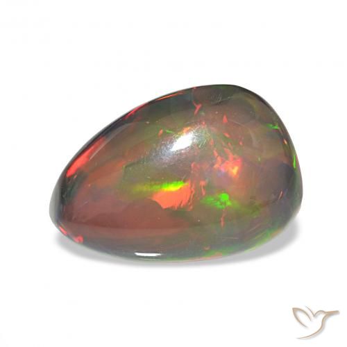 6.78ct Multicolore Opale noire, En forme de poire, Opaque