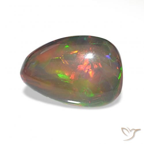Opale noire Multicolore naturelle En forme de poire, 6.78 ct, Opaque