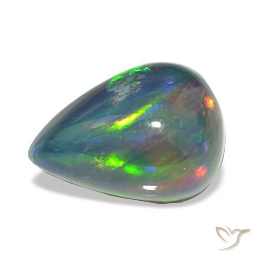 7.46ct Multicolore Opale noire, En forme de poire, Opaque