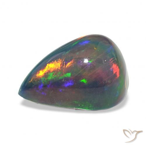 Opale noire Multicolore naturelle En forme de poire, 7.46 ct, Opaque