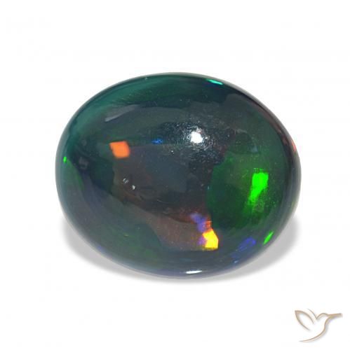 Opale noire Multicolore naturelle ovale, 8.10 ct, Opaque