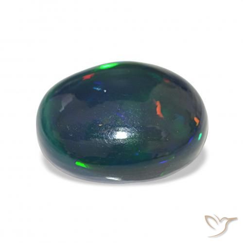 Opale noire Multicolore naturelle ovale, 8.10 ct, Opaque