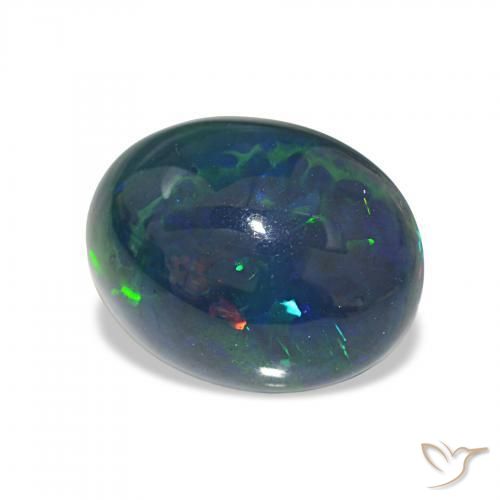 Opale noire Multicolore naturelle ovale, 4.03 ct, Opaque