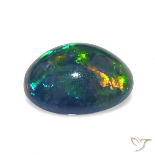 Opale noire Multicolore naturelle ovale, 4.03 ct, Opaque
