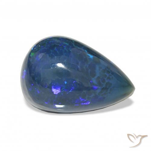 Opale noire Multicolore naturelle En forme de poire, 9.45 ct, Opaque