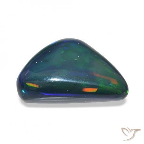 Opale noire Multicolore naturelle Trillion, 6.92 ct, Opaque