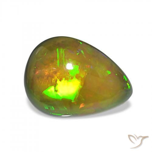 Opale noire Multicolore naturelle En forme de poire, 6.70 ct, Opaque