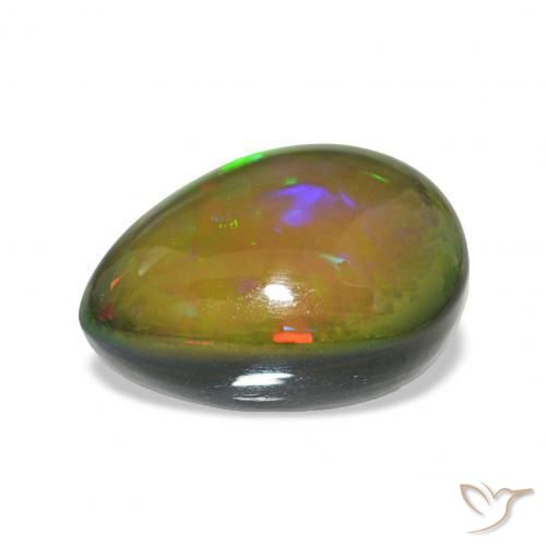Opale noire Multicolore naturelle En forme de poire, 6.70 ct, Opaque