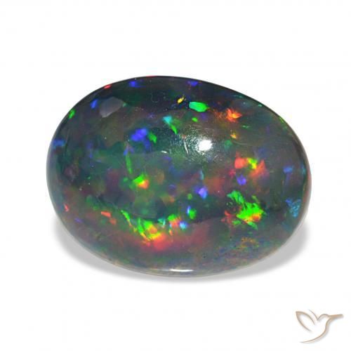 Opale noire Multicolore naturelle ovale, 7.80 ct, Opaque