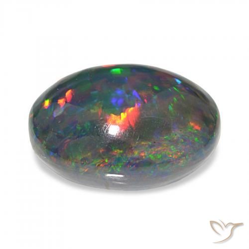 Opale noire Multicolore naturelle ovale, 7.80 ct, Opaque