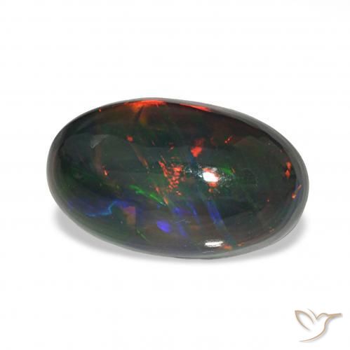 Opale noire Multicolore naturelle ovale, 4.80 ct, Opaque