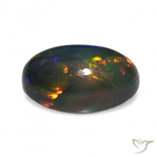 Opale noire Multicolore naturelle ovale, 4.80 ct, Opaque
