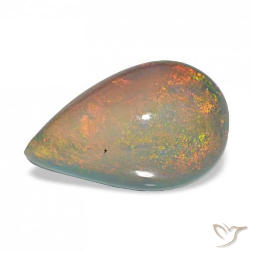 3.98ct Multicolore Opale noire, En forme de poire, Opaque
