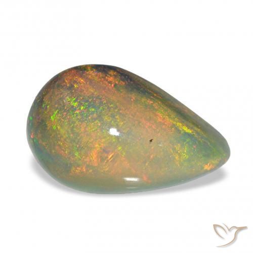 Opale noire Multicolore naturelle En forme de poire, 3.98 ct, Opaque